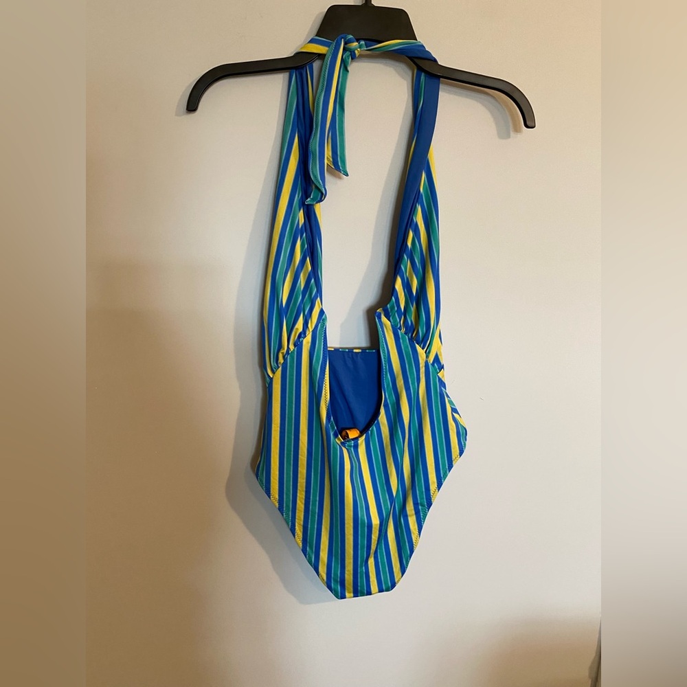 Mango x Simon Miller Multi-Colored Striped Wrap One Piece Swimsuit Size M - Picture 6 of 13